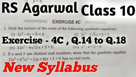 Ex 4C Q14 to Q18 Quadratic Equations | Chapter 4 | RS Aggarwal Class 10 CBSE | ICSE | Dynamic Math