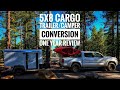 🇺🇸🇺🇸5x8 Cargo Trailer Camper Conversion 🇺🇸🇺🇸. (One year review, camping and fishing)