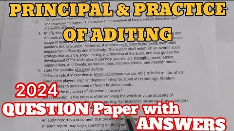 Principal & Practice of Aduting 2024 Question paper with Answers Bangalore University