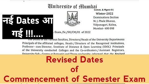 Revised Dates of Mumbai University Released | Semester Exam Dates