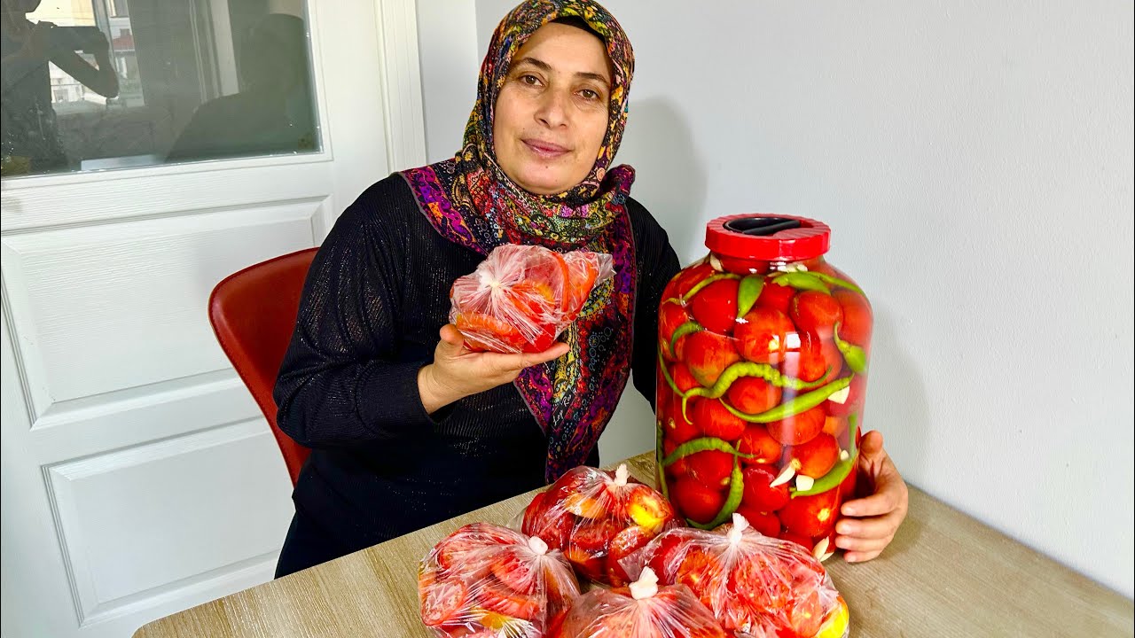 📢HER SENE KIŞ İÇİN YAPIYORUM❗️Ama Kışa Kalmıyor💯Kışlık Domates Dolapta Nasıl Saklanır👌#turşutarifi