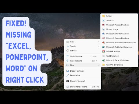 Solution for missing "excel, word, powerpoint shortcut on right click new tab"