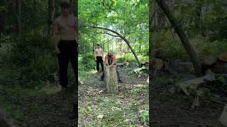Log splitting with @Gino Klemm #logsplitting #woodsplitting #choppingwood #splittingwood #collab