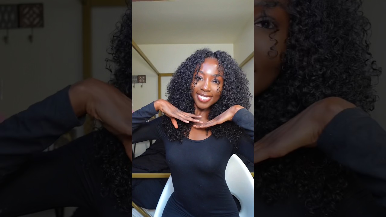 NO LEAVE OUT! Kinky curly vpart wig install 🖤 