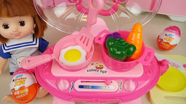 Baby Doli and kitchen cooking car and surprise eggs baby doll play