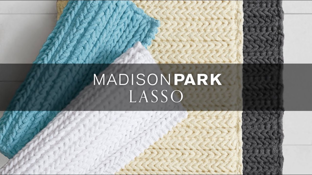 Madison Park Lasso Cotton Chenille Chain Stitch Rug 20x30 / White