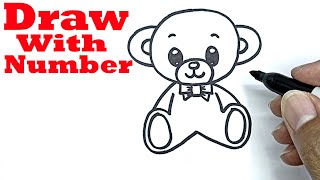 how to draw a teddy bear easily with number 0 drawing with number