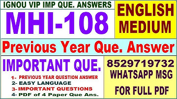 MHI 108 Previous Year Question Paper in English | mhi 108 important questions with answer