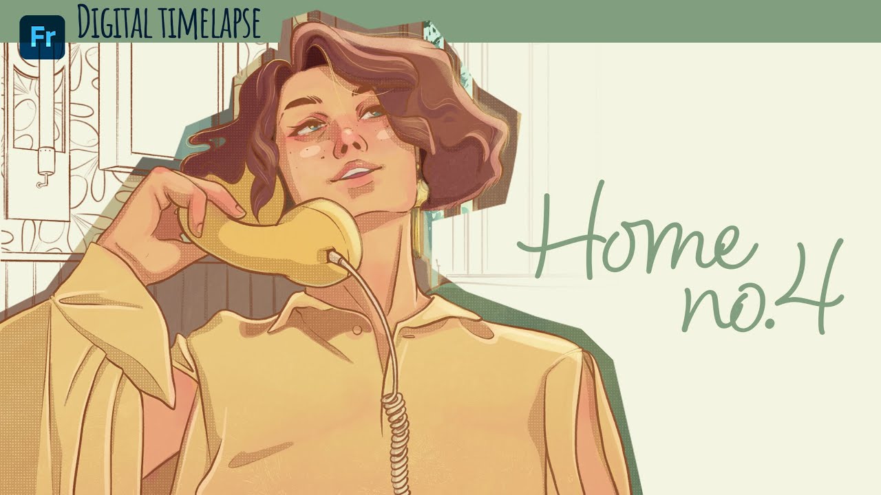 Time-lapse illustration: 'Home no.4' 2022 (Adobe fresco)