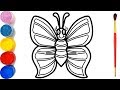 Vẽ và tô màu chú bướm bảy sắc cầu vồng | Dạy bé vẽ | Dạy bé tô màu | Butterfly Drawing and Coloring