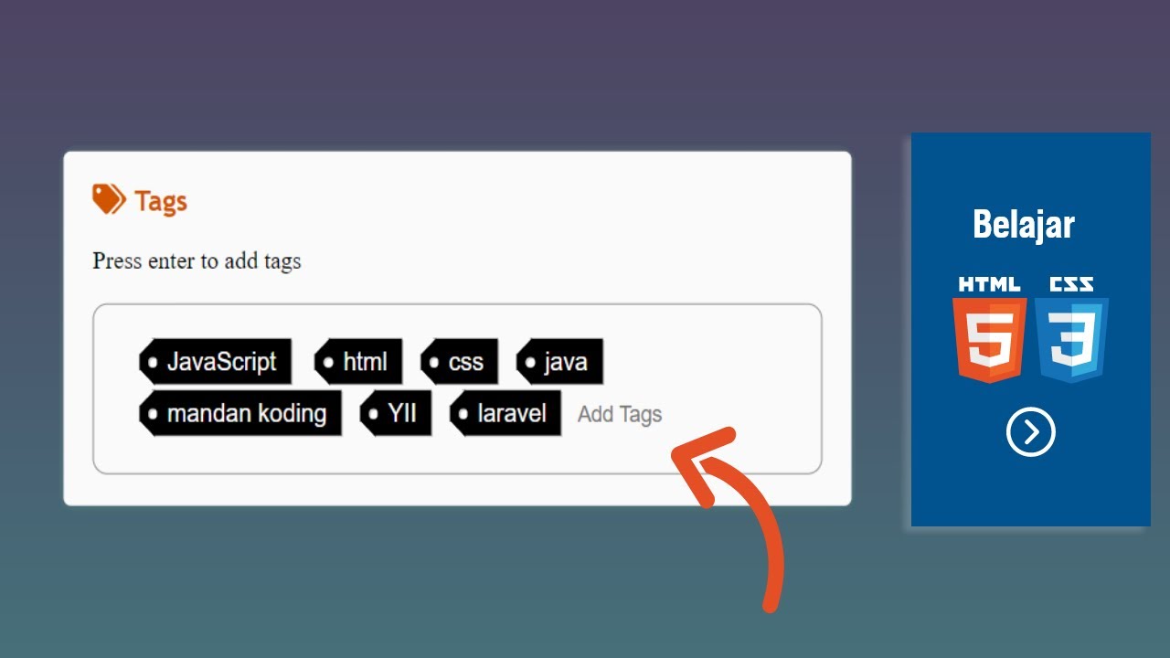 Tags input in HTML CSS and Javascript | tags input in Javascript - YouTube