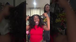 Miracle Knots braids with water curly hair. #blacktwitter #youarenotthefather #hairshorts