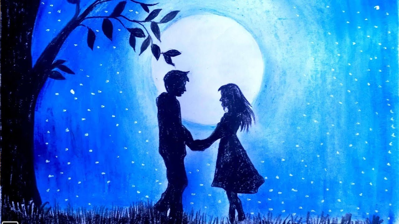 moonlight easy night scenery drawing painting moonlight easy night scenery drawing painting