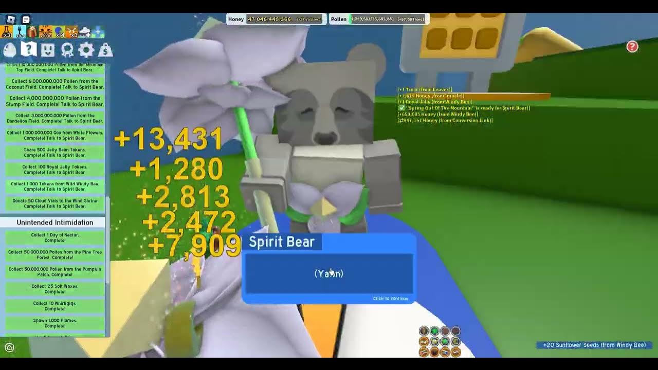 Completing spirit bear's final quest and getting the petal belt in bss