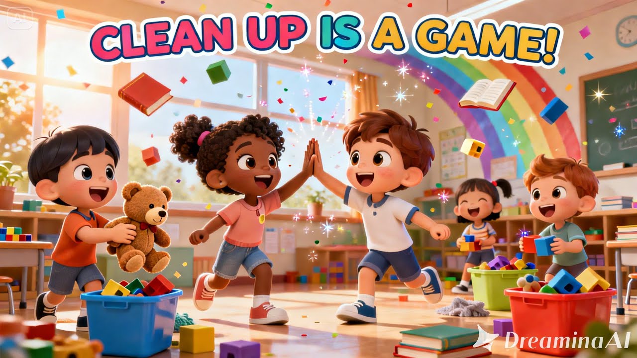 Clean Up Is a Game! 🎵 Fun Kids Song for Tidying Up | Preschool Teamwork & Sharing