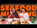 Seafood boil w bestie mukbang  eating show  giant shrimp mussels and crab  monday munchies