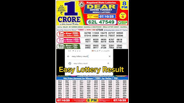 NAGALAND Lottery SAMBAD DEAR NIGHT 08 PM RESULT TODAY 07.10.2025 STATE DEAR LOTTERY