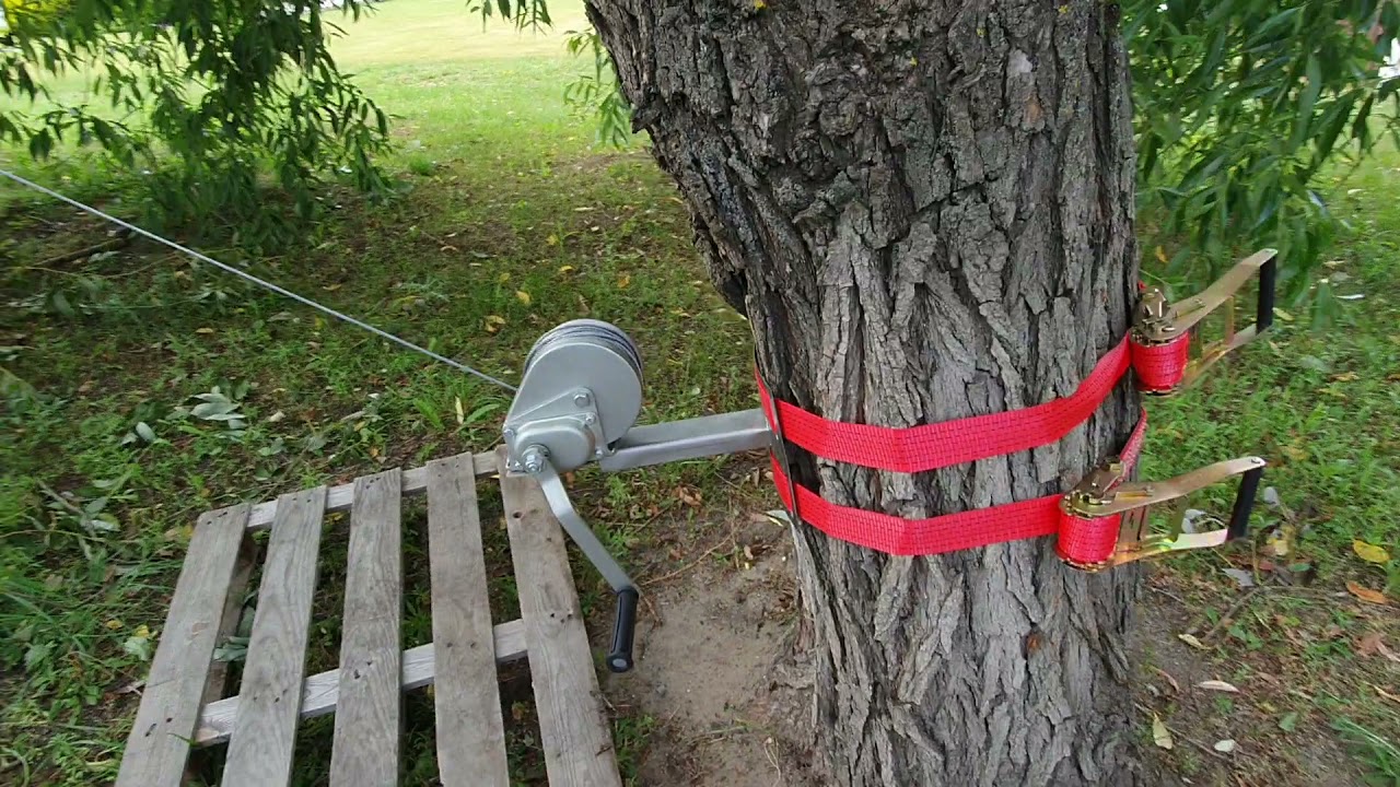 Лебедка ручная универсальная "для леса" 550кг (с канатом 35м) - YouTube
