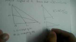 BL and CM are medians of triangle ABC right angled at A. Prove that 4(BL² + CM²)=5BC² screenshot 4