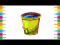 How to draw a bucket step by step for kids  easy and simple