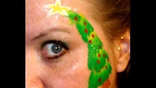 christmas tree face painting stroke quick tutorial
