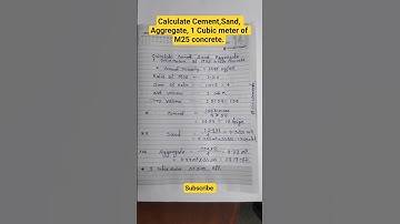 Calculate Cement, Sand, Aggregate 1 Cubic meter of M25 concrete #sitecivil #construction #short