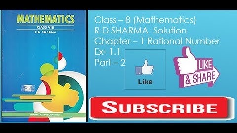 R D Sharma class - 8 mathematics solution Ncert Ch- 1 Rational Number Ex- 1.1  Q - 3 Part - 2