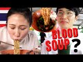 PIG BLOOD SOUP  NO.1 street food BOAT NOODLE Bangkok Thailand