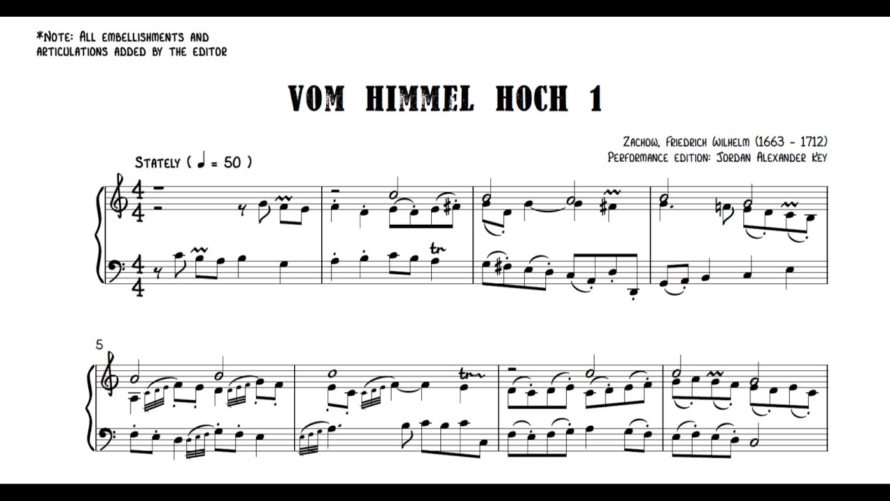 Zachow, F W (1663 - 1712): Two Polyphonic Settings of "Vom Himmel Hoch" (perf. Jordan Alexander Key)