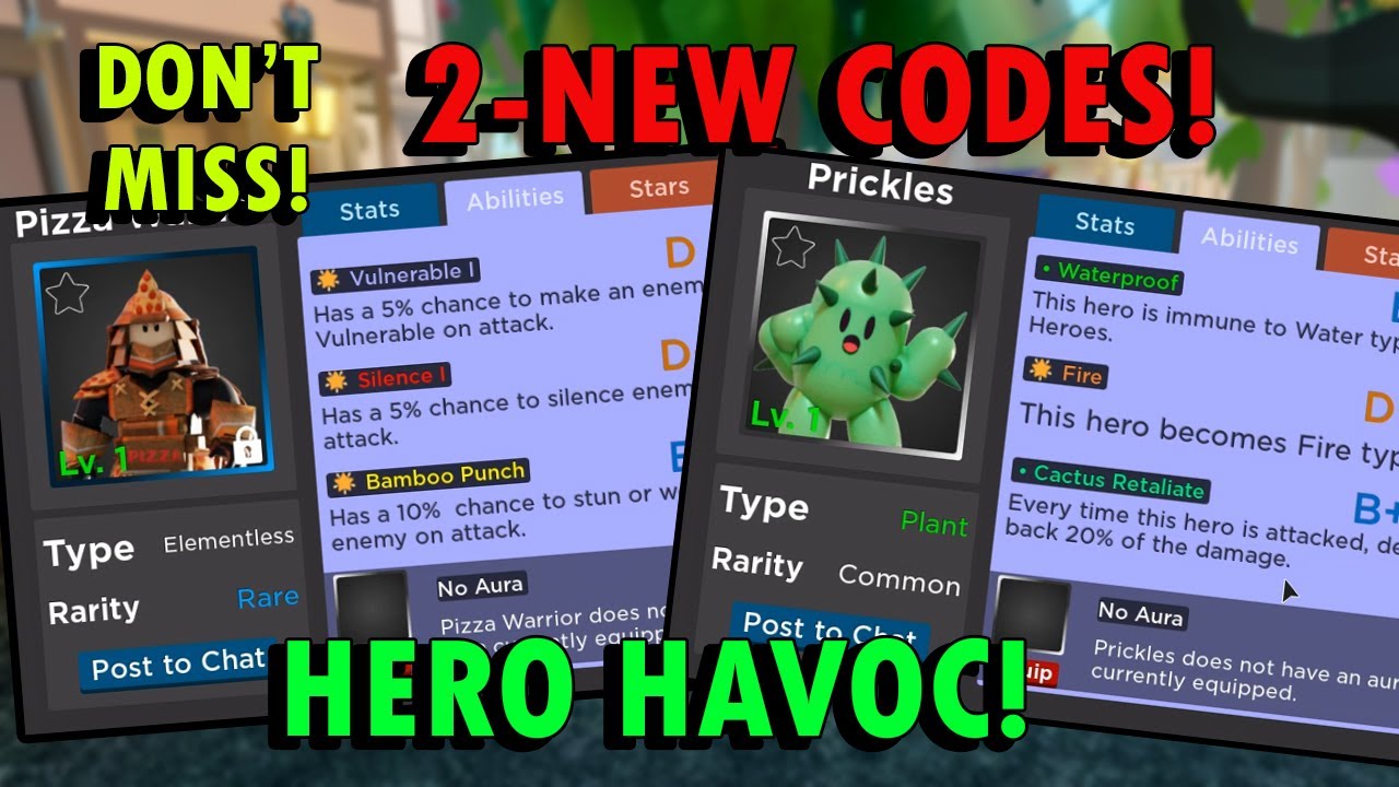 2 New Best Hero Codes With Nice Abilities In Hero Havoc Roblox Youtube - roblox hero havoc shields