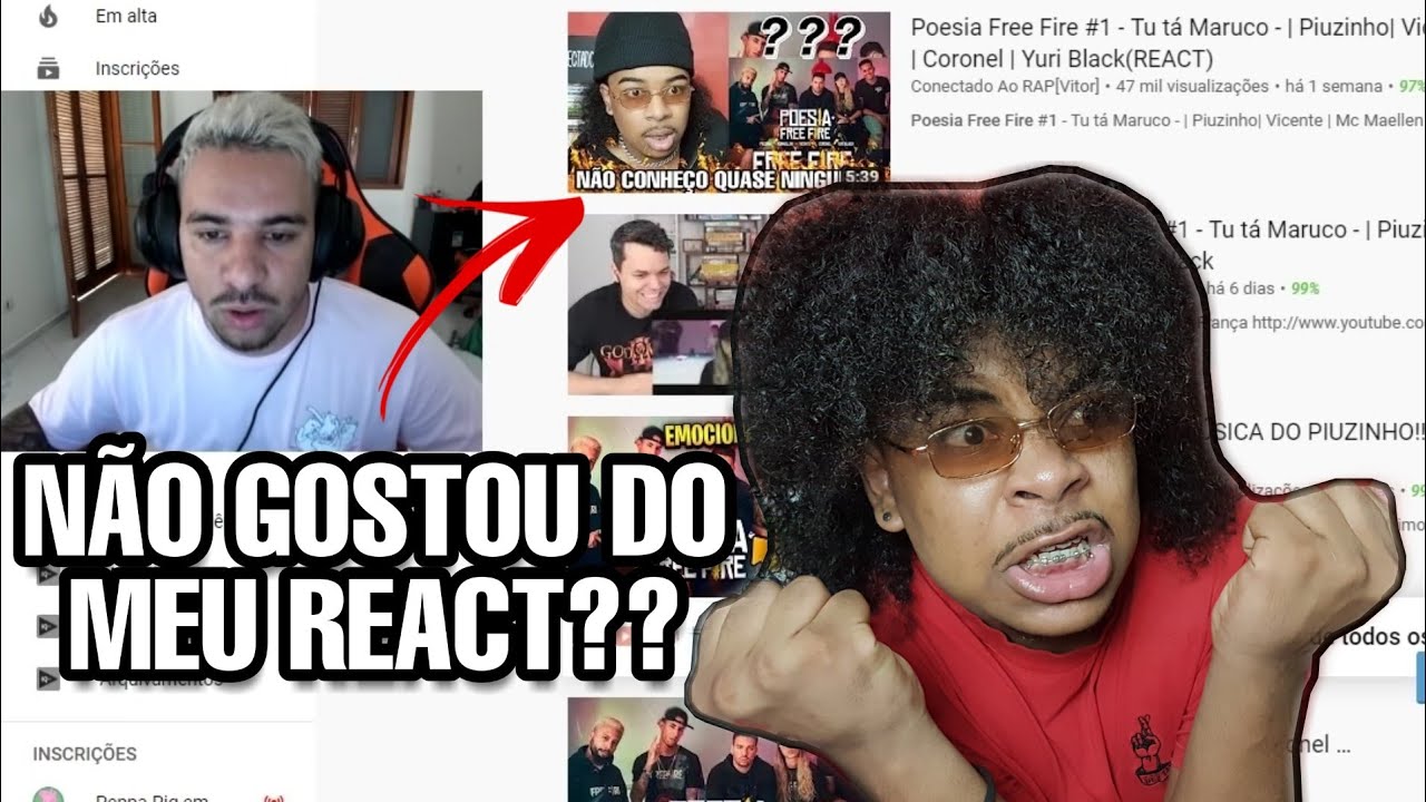 aon APARECI NO CANAL DO PIUZINHO.VOU APAGAR POESIA FREE FIRE (REACT)