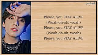 BTS Jungkook Stay Alive Lyrics (Prod. SUGA of BTS) 7 FATES: CHAKHO OST (Easy lyrics)