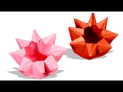 Learn How to Make a Paper Flower Bowl At Home | Origami Star Dish | Color Paper | Easy Origami Bowl