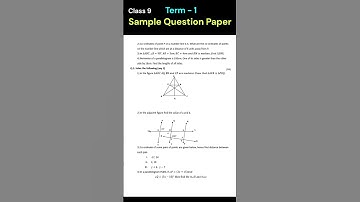 Class 9 Maths Part 2 Sample Question Paper Term 1 | Sample Question Paper with solution 9th standard