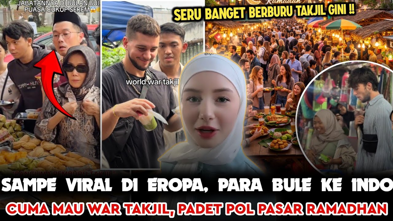 PASAR RAMADHAN INDO DI PADATI BULE‼️WAR TAKJIL DARI SIANG SAMPE PETANG 