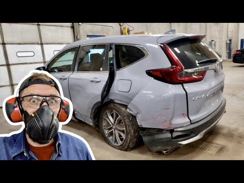 Кузовной ремонт в США. Honda CR-V. Замена четверти. Auto body repair. Quarter replacement.