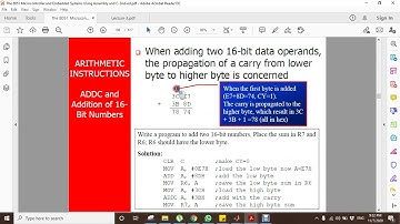 Lecture 10: 8051 uC Arithmetic & Logic Instructions and Programs