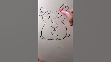 Two rabbit drawing with letter ‘S’ #shorts