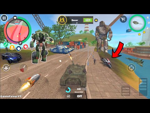 Rope Hero: Vice Town (Transformer Tank Fight on Bridge) Feat Hawk Police Man - Android Gameplay HD