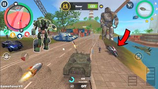 Rope Hero: Vice Town (Transformer Tank Fight on Bridge) Feat Hawk Police Man - Android Gameplay HD