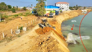 80% of project Today Dozer Komat'su updates the other side to change the size of the road on the dam