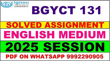 BGYCT 131 solved assignment 2025 in English | BGYCT 131 solved assignment 2025 | ignou BGYCT131 2025