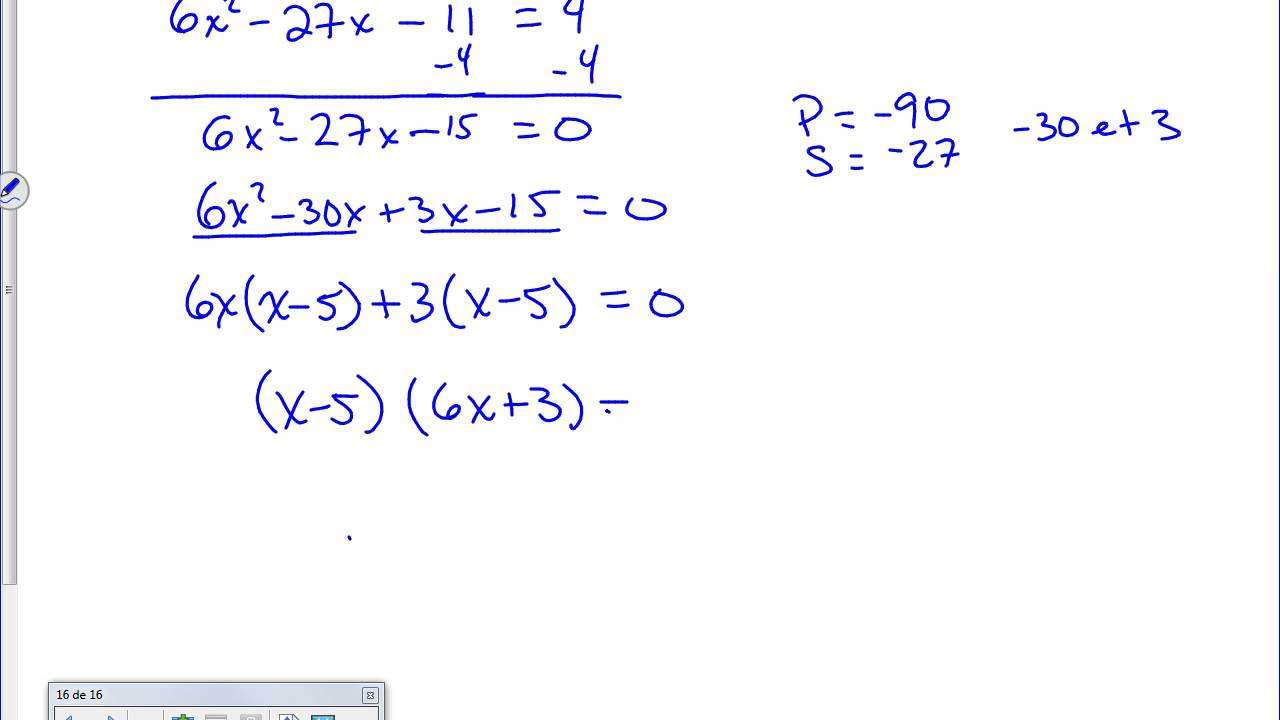 Résolution d'une équation du second degré par factorisation YouTube Résolution d'une équation du second degré par factorisation YouTube