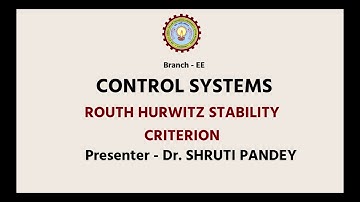 Control Systems  Routh Hurwitz Stability Criterion | AKTU Digital Education