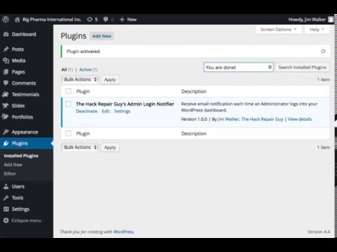 The Hack Repair Guy's Admin Login Notifier WordPress Security Plugin