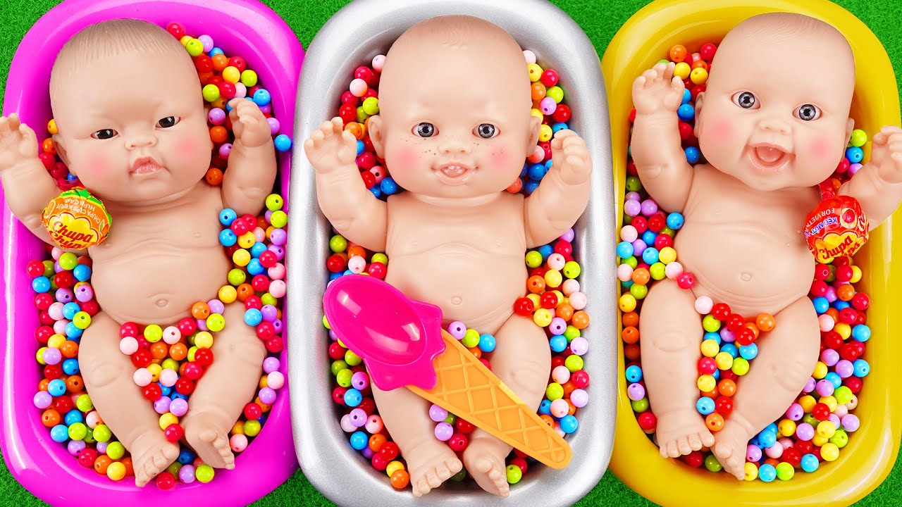 New Candy Slime Explosion in 3 Rainbow Bathtubs! Super Satisfying ASMR 🌈🍭