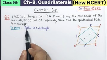 Class 9th Chapter 8 Quadrilaterals Exercise 8.2 Question 2 Maths new NCERT | Class 9 Ex 8.2 Q2 cbse
