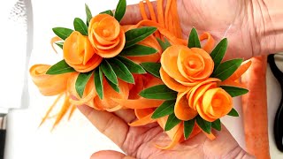 Handmade Carrot Flower Show | Vegetable Carving Garnish | Food Decoration