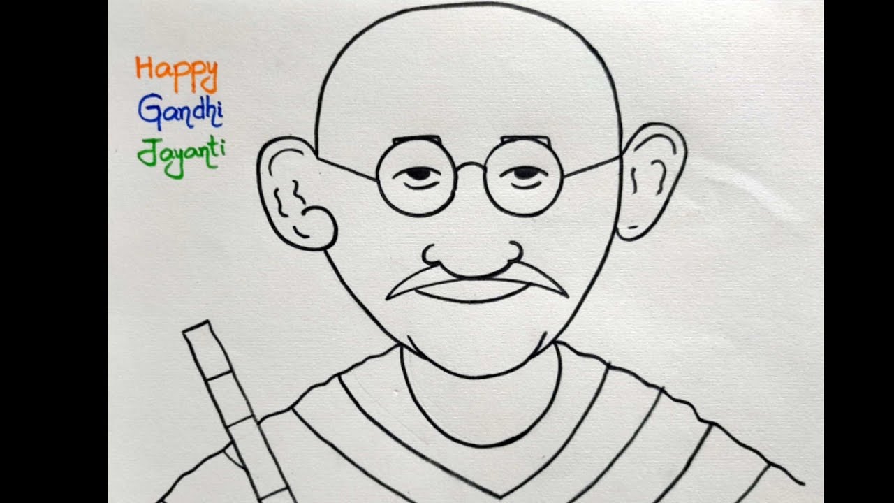 Mahatma Gandhi Drawing very easy | How to draw MAHATMA GANDHI | Gandhiji  Drawing easy - YouTube