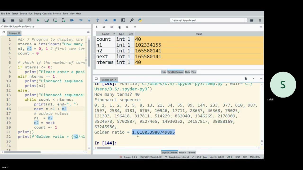 P13 The while loop - Fibonacci sequence while الجزء 13 متتالية ...